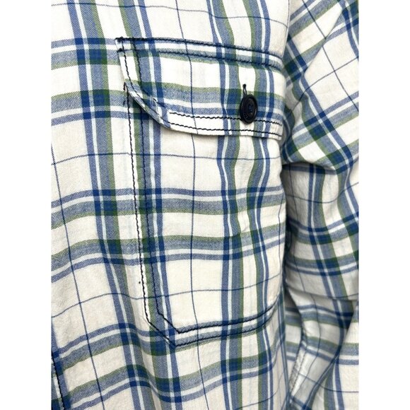 Club Room CR Men’s Shirt Vintage Fit XL Plaid White Blue Green Cotton Pockets - Picture 12 of 16